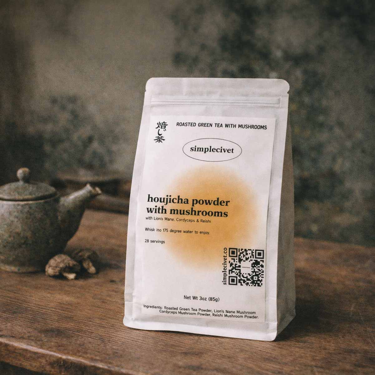 Houjicha with Mushrooms | Japanese Roasted Tea for Mindful Rituals