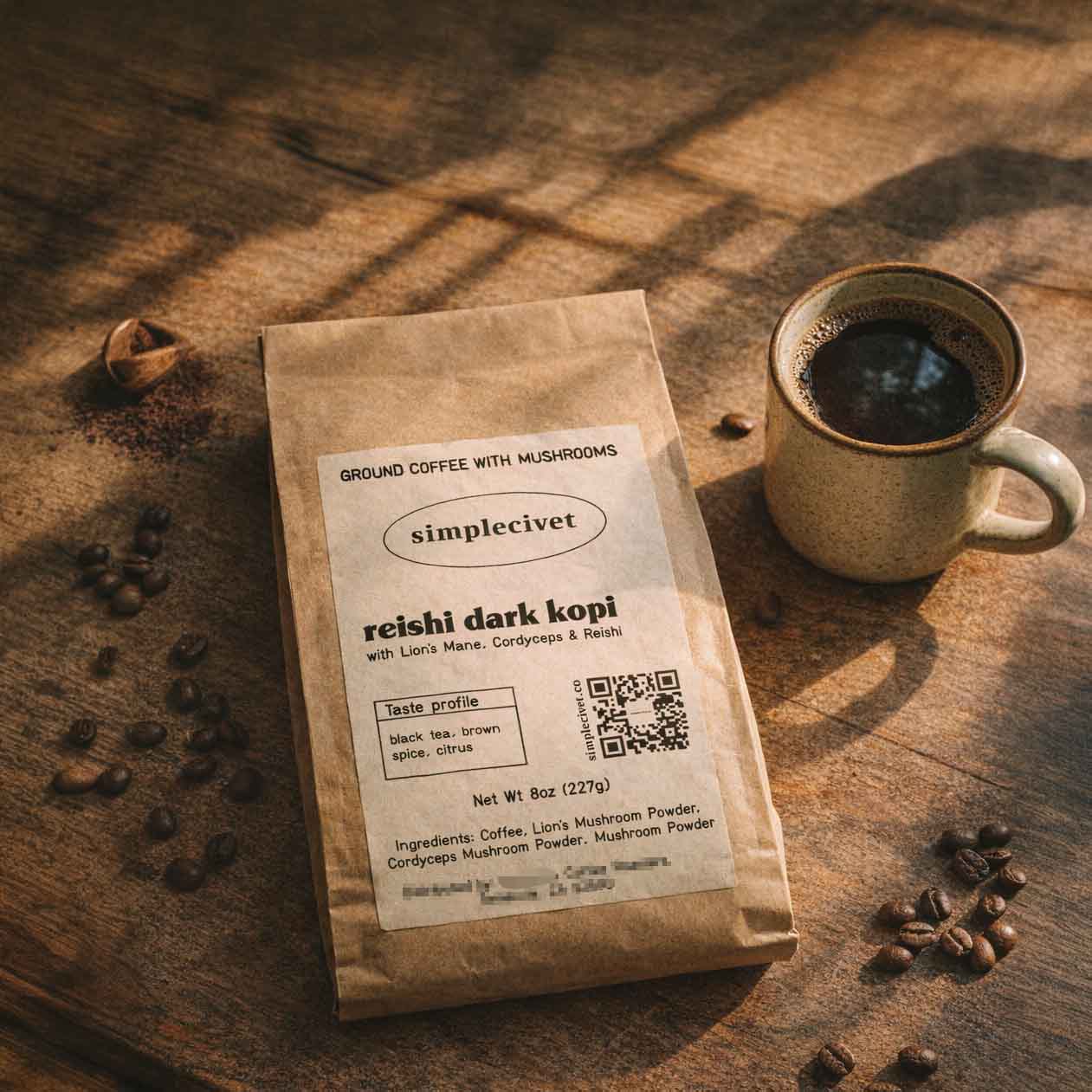 Reishi Dark Kopi | Our Signature Sumatran wet-hulled Mushroom Coffee